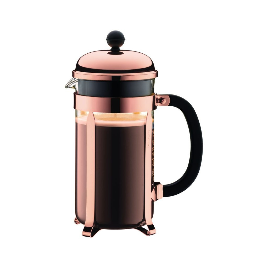 Měděný french press Bodum Chambord s objemem 1 000 ml, celkový pohled