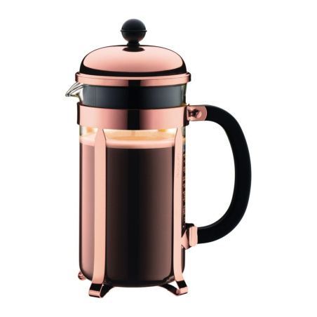 Měděný french press Bodum Chambord s objemem 1 000 ml, celkový pohled
