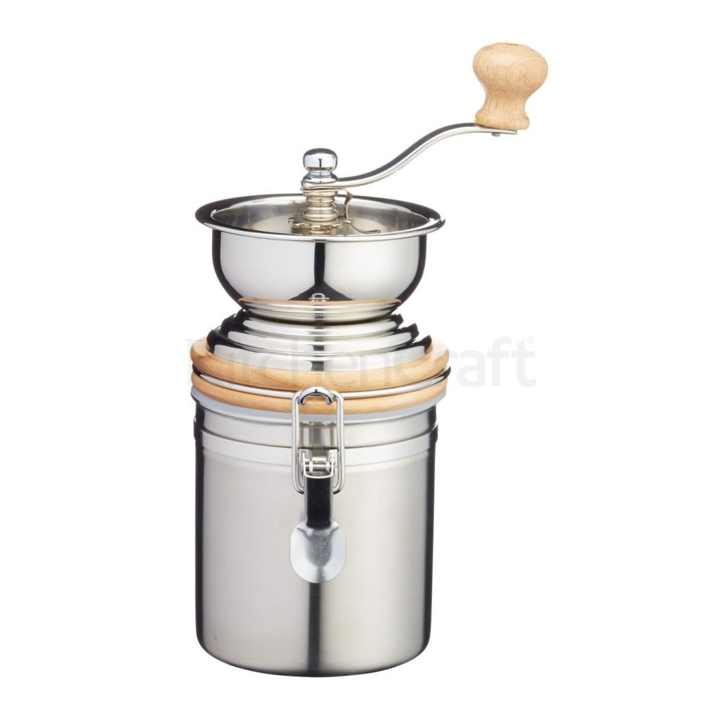 Ruční mlýnek na kávu Kitchen Craft Le'Xpress z nerezové oceli, celkový pohled