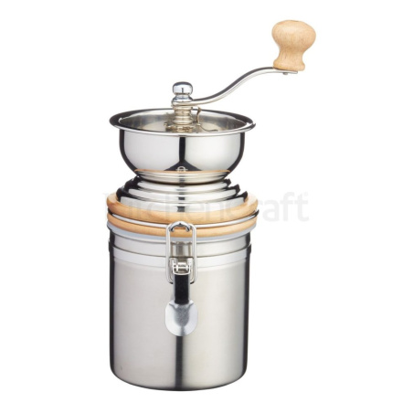 Ruční mlýnek na kávu Kitchen Craft Le'Xpress z nerezové oceli, celkový pohled