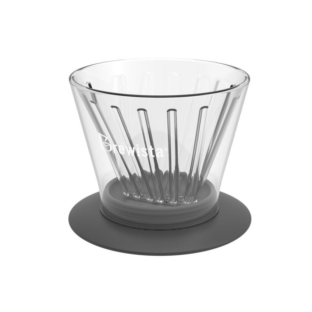 Dvoustěnný skleněný dripper Brewista Smart Dripper Flat V, celkový pohled