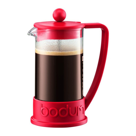 Červený french press Bodum BRAZIL o objemu 1 000 ml, celkový pohled