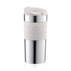 Bílý termohrnek Bodum TRAVEL MUG SS o objemu 350 ml, celkový pohled