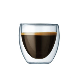 Dvě malé dvoustěnné sklenice Bodum Pavina po 80 ml, celkový pohled