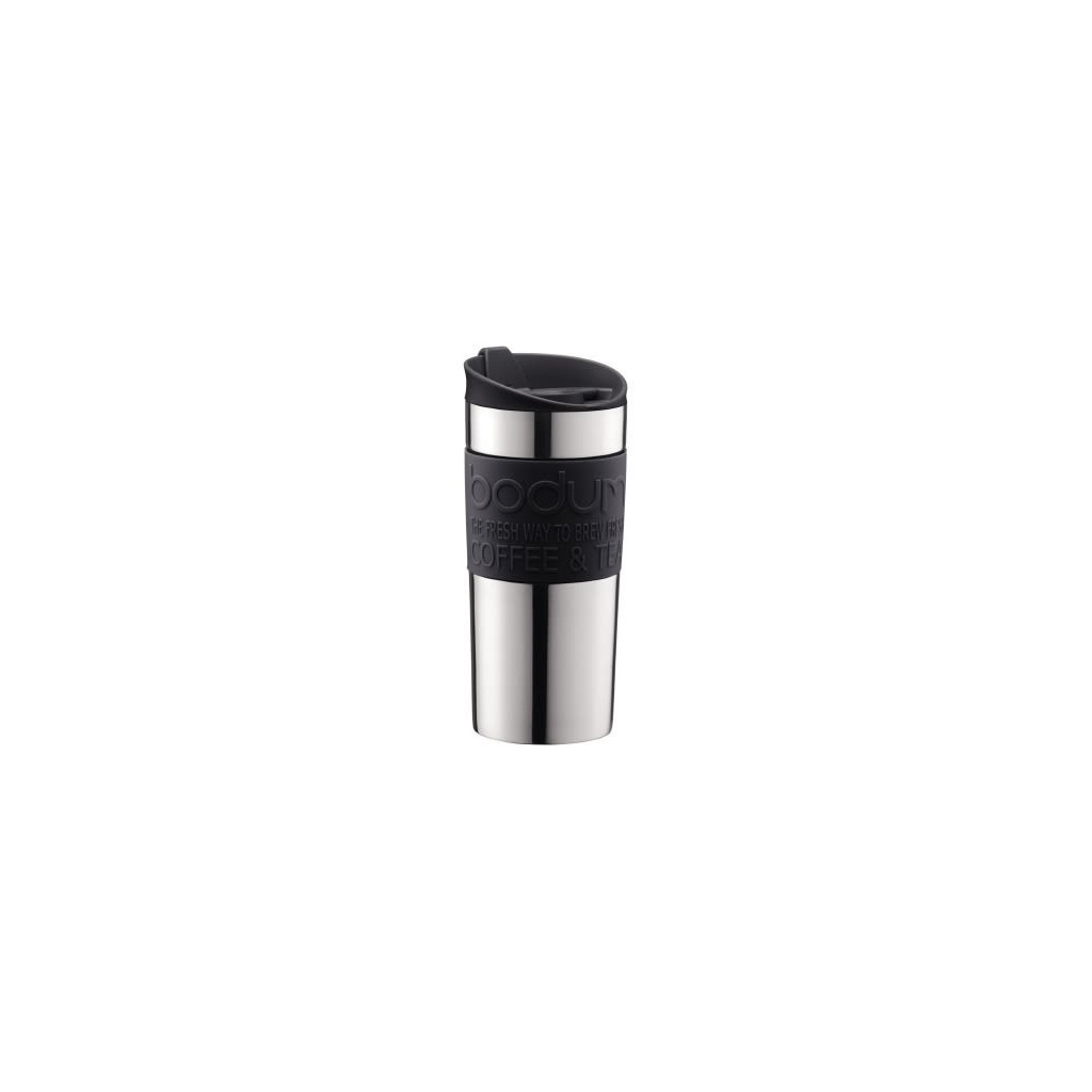 Černý termohrnek BODUM TRAVEL MUG SS s objemem 350 ml, celkový pohled