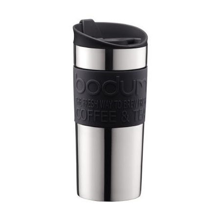 Černý termohrnek BODUM TRAVEL MUG SS s objemem 350 ml, celkový pohled