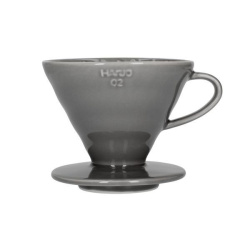 Šedý keramický dripper Hario V60-02 (VDC-02-GR-UEX), celkový pohled