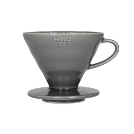 Šedý keramický dripper Hario V60-02 (VDC-02-GR-UEX), celkový pohled