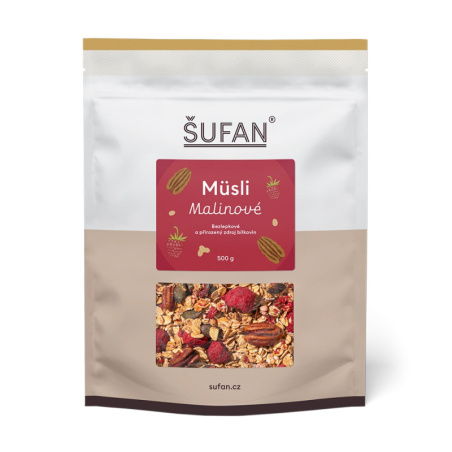 Malinové müsli ŠUFAN, celkový pohled na obal