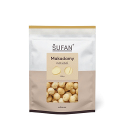 Makadamové ořechy natural ŠUFAN, pohled na přední stranu obalu