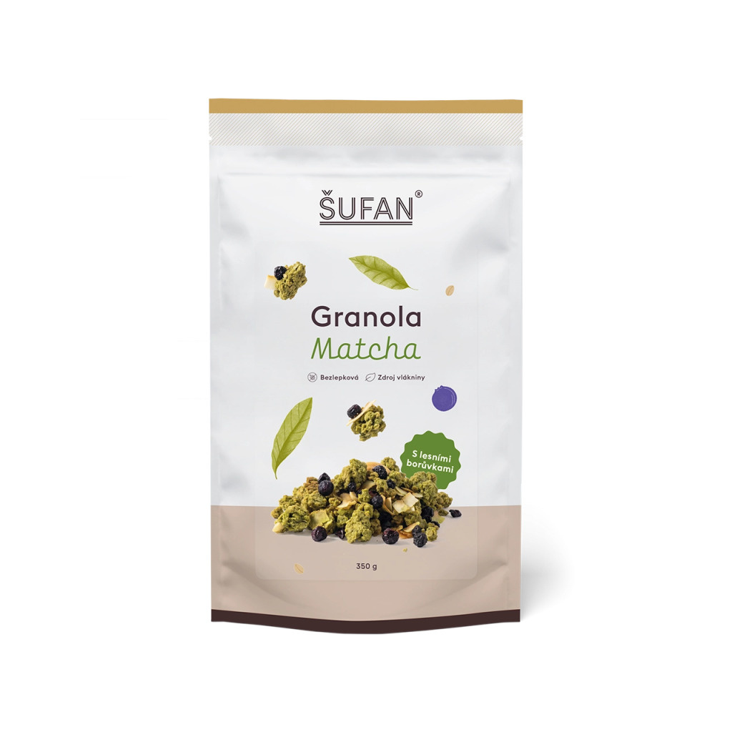 Bezlepková granola ŠUFAN s příchutí Matcha, balení