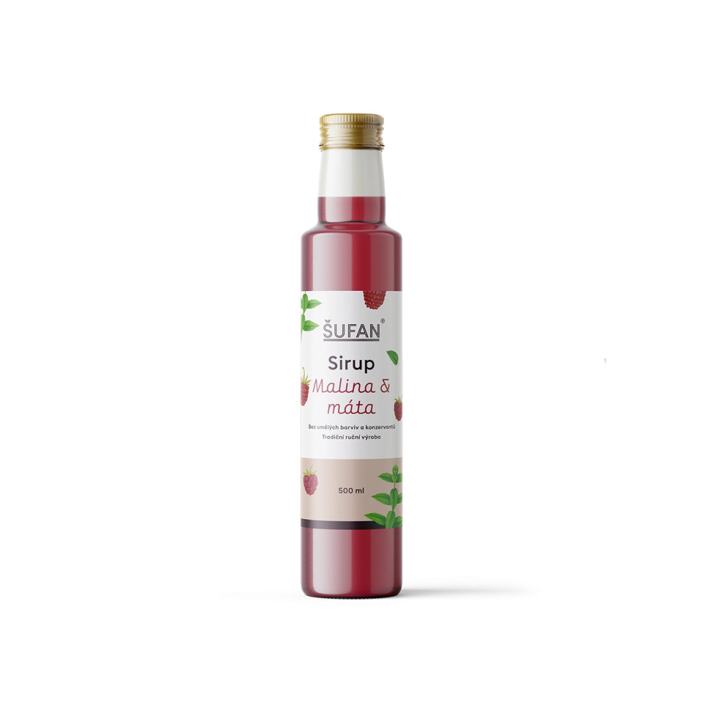 Malinový sirup s mátou ŠUFAN, láhev 500 ml
