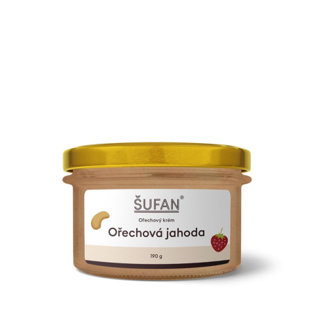 Ořechové máslo ŠUFAN Ořechová jahoda ve sklenici