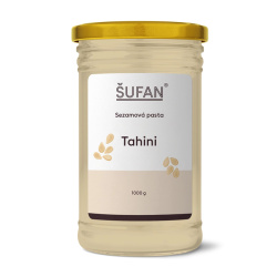 Tahini pasta ŠUFAN ve sklenici, kompletní obal i s etiketou