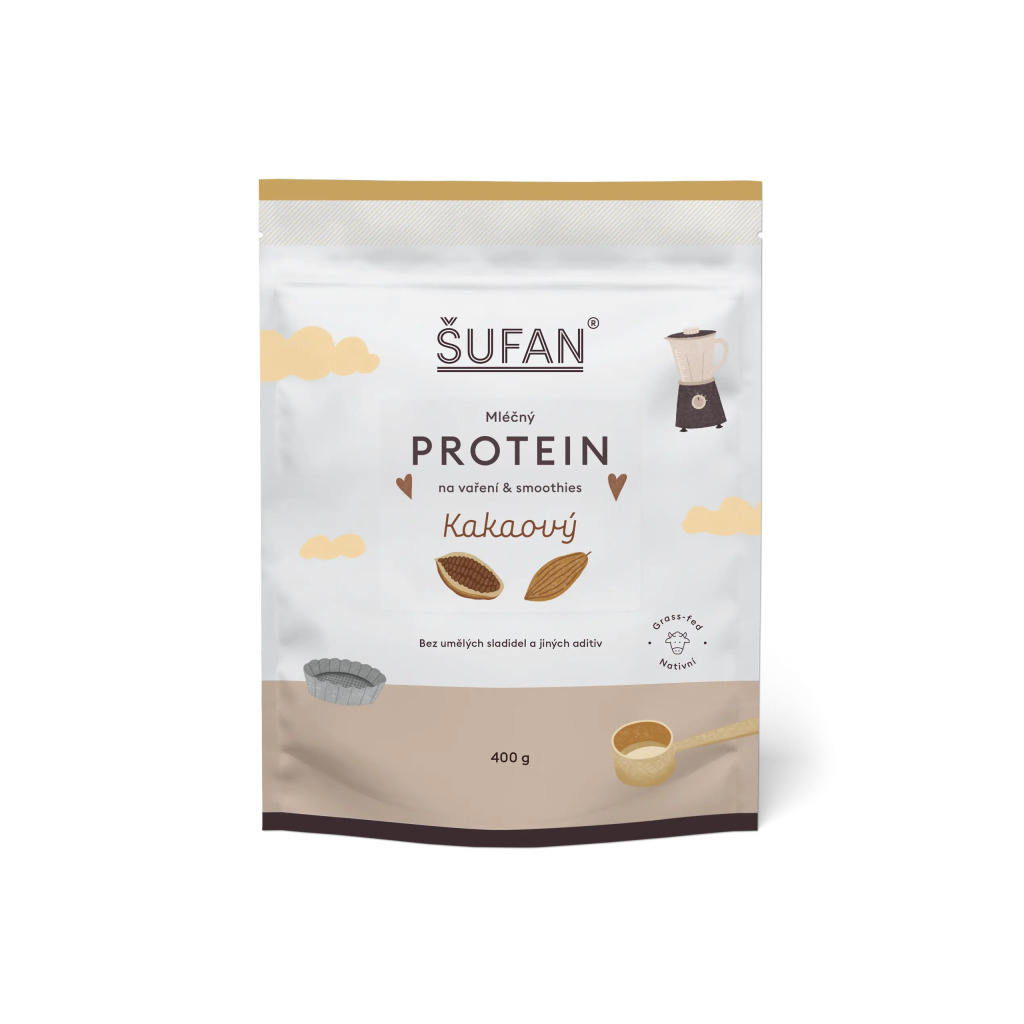 Kakaový mléčný protein ŠUFAN na vaření, balení