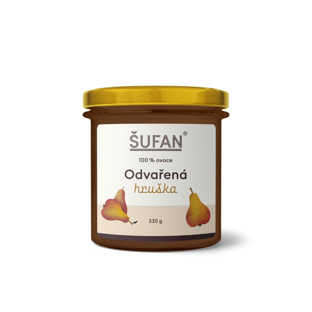 Odvařená hruška ŠUFAN ve sklenici, produkt tak, jak ho dostanete