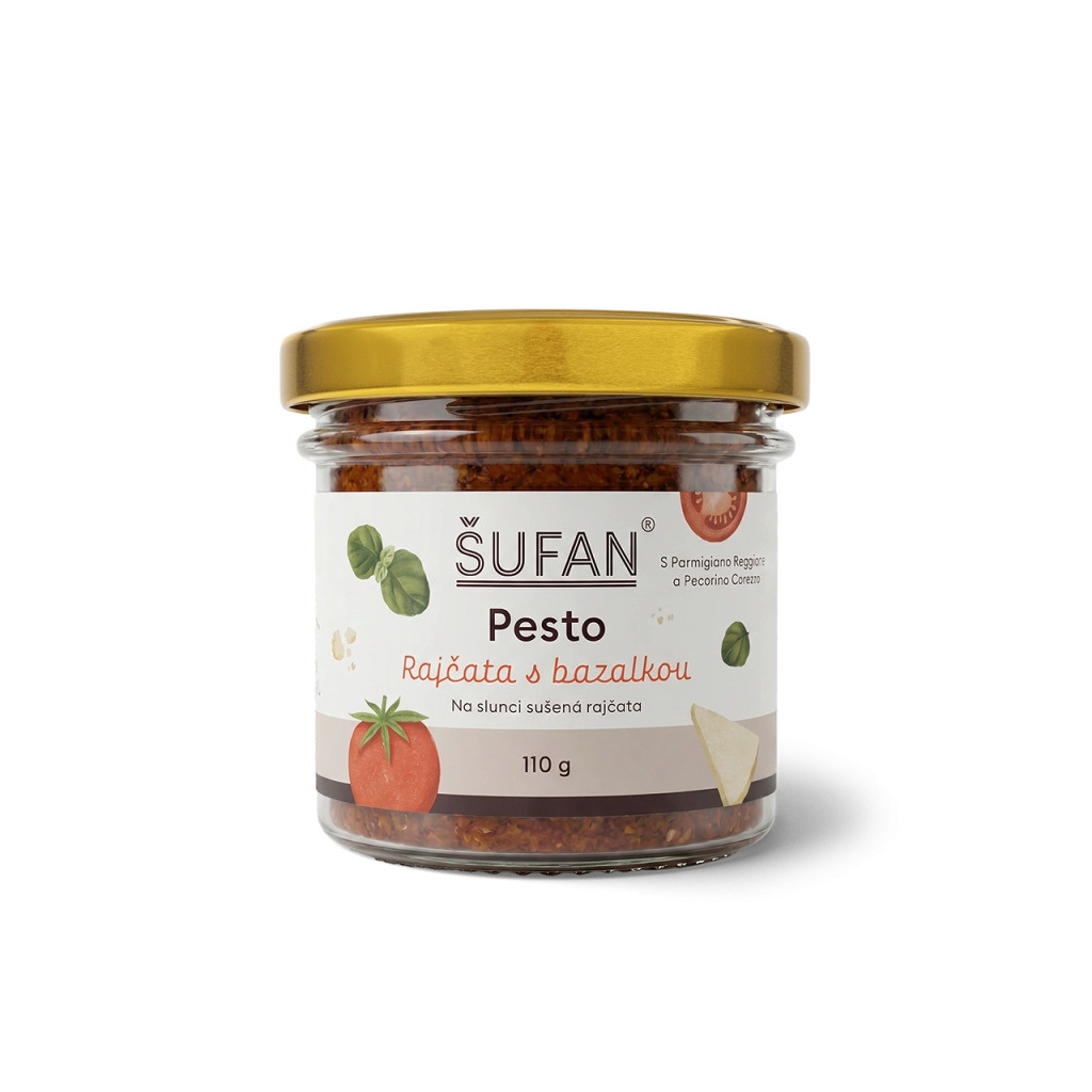 Pesto ŠUFAN z rajčat s bazalkou, sklenice