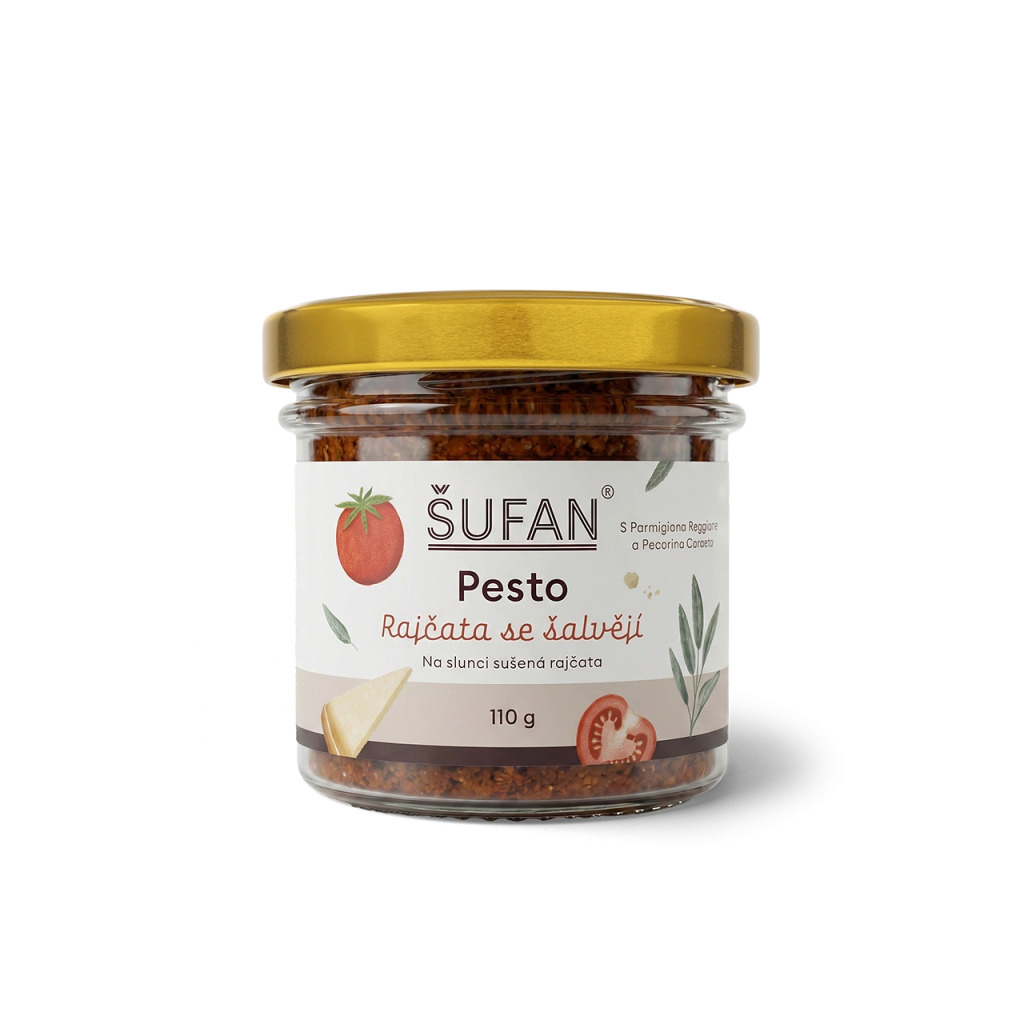 Pesto ze sušených rajčat se šalvějí ŠUFAN, sklenice