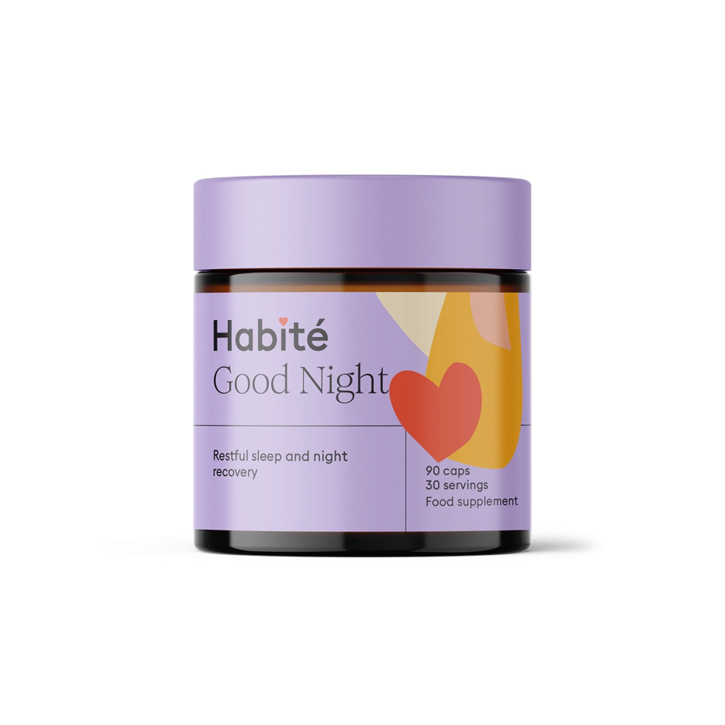 Doplněk stravy Habité Good Night od ŠUFAN, celkový pohled na obal Doplněk stravy Habité Good Night od ŠUFAN, celkový pohled na obal