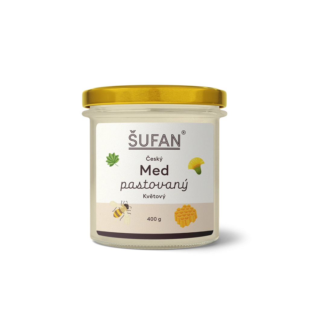 Pastovaný květový med ŠUFAN ve sklenici, produkt tak, jak ho dostanete