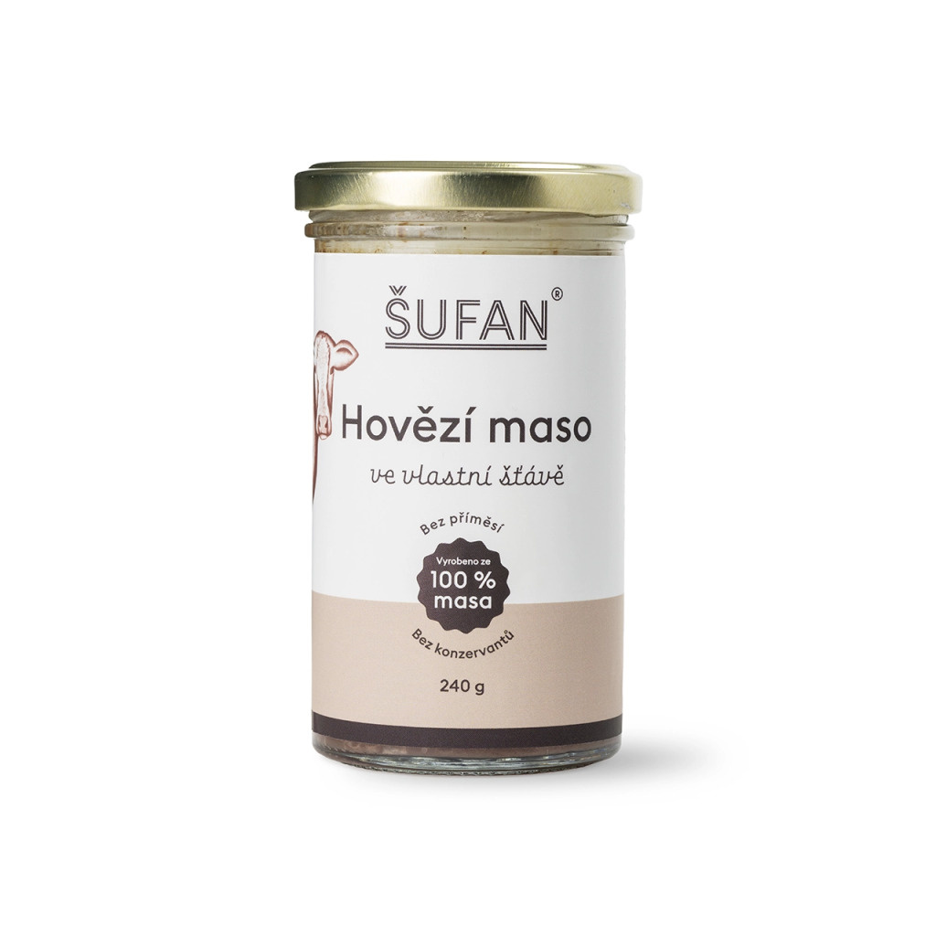 Hovězí maso ŠUFAN ve vlastní šťávě, konzerva