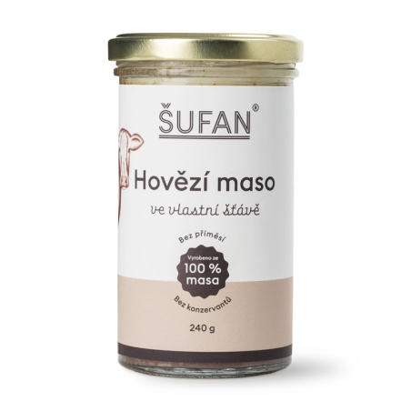 Hovězí maso ŠUFAN ve vlastní šťávě, konzerva