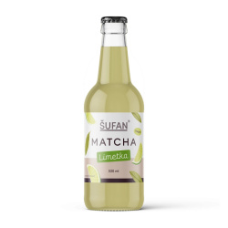 Limetková matcha limonáda ŠUFAN, obal zepředu s popisem produktu