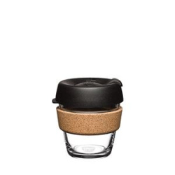 Skleněný hrnek KeepCup Brew Cork Black, celkový pohled