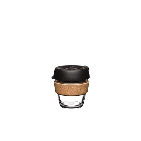 Skleněný hrnek KeepCup Brew Cork Black, celkový pohled