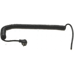 Spirálově kroucený černý kabel zakončený síťovou vidlicí