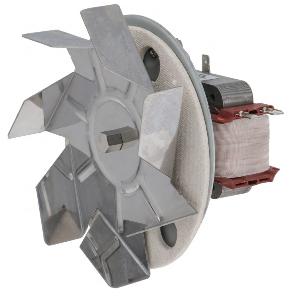 Kovový lopatkový ventilátor na elektromotoru s vinutím cívky a plochými konektory