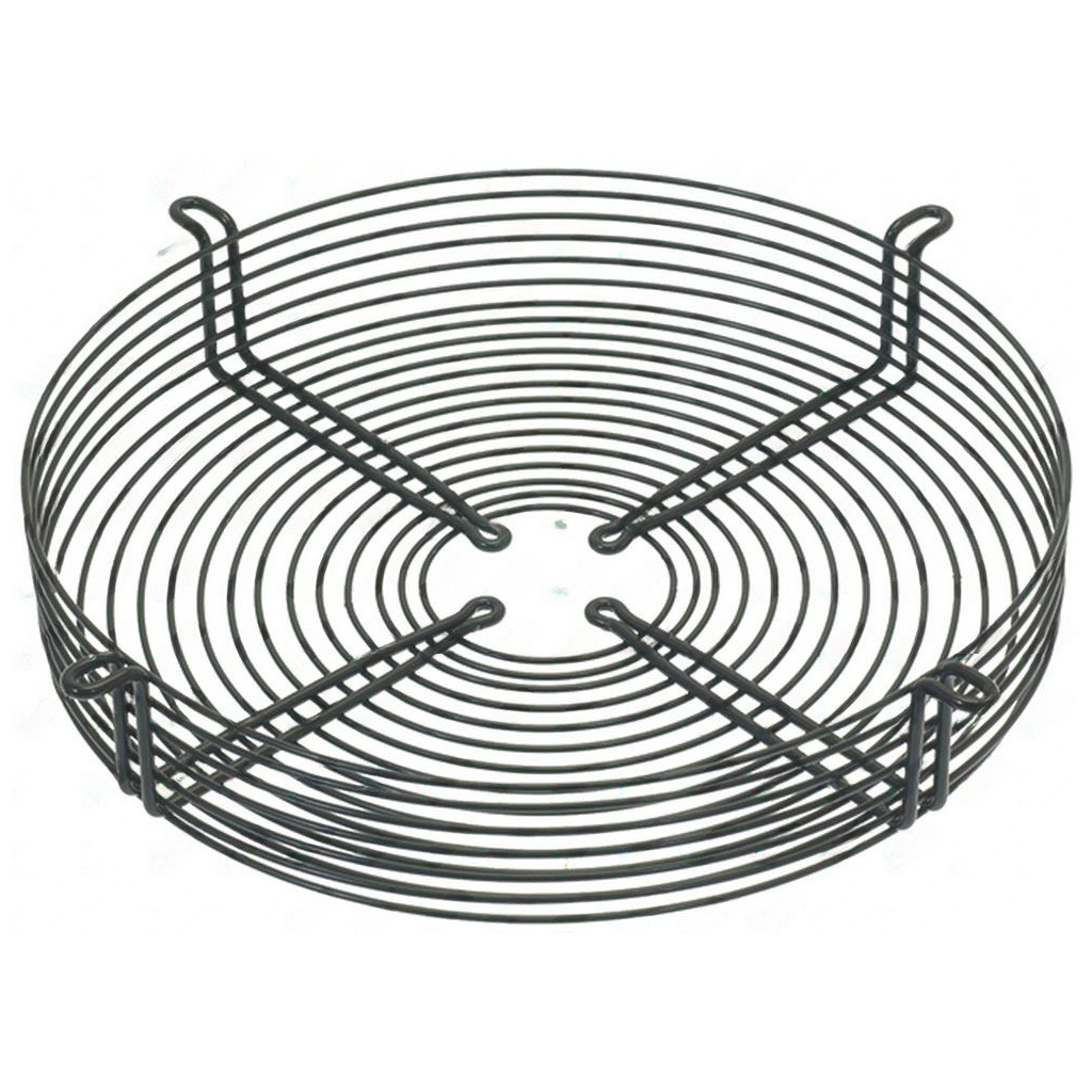 Větší kulatá mřížka z drátu pro ventilátor, na obvodu čtyři úchyty