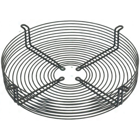 Větší kulatá mřížka z drátu pro ventilátor, na obvodu čtyři úchyty