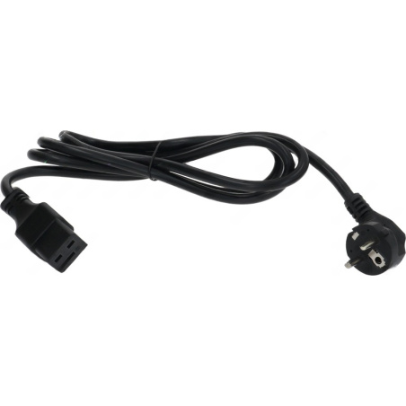 Černý napájecí kabel, na jednom konci vidlice do sítě, na druhém konektor