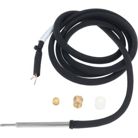 Teplotní sonda s kovovým hrotem, kabel dlouhý a v černém opletu