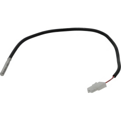 Tenký kovový hrot teplotní sondy a černý kabel končící konektorem