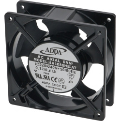 Čtvercový ventilátor 120x120x38 mm, kruhová ochranná mřížka kryje lopatky