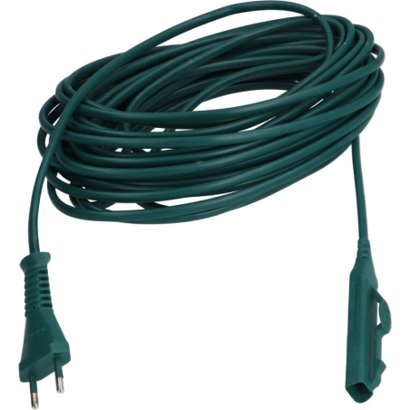 Stočený zelený napájecí kabel dlouhý 10 metrů s vidlicí a spínačem