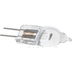 Čirá halogenová žárovka s paticí G4, dva rovné kovové vývody, 20 W na 12 V