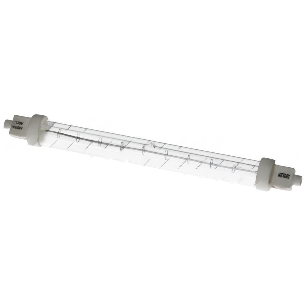 Křemenná trubice se stočeným vláknem a bílými keramickými konci, žárovka 500 W Křemenná trubice se stočeným vláknem a bílými keramickými konci, žárovka 500 W