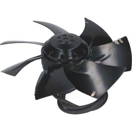 Bezrámový axiální ventilátor se sedmi zahnutými lopatkami kolem kulatého motoru s konektorem