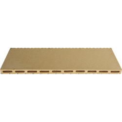 Béžová šamotová deska s řadou kulatých perforací podél jednoho okraje, rozměr 696x348 mm