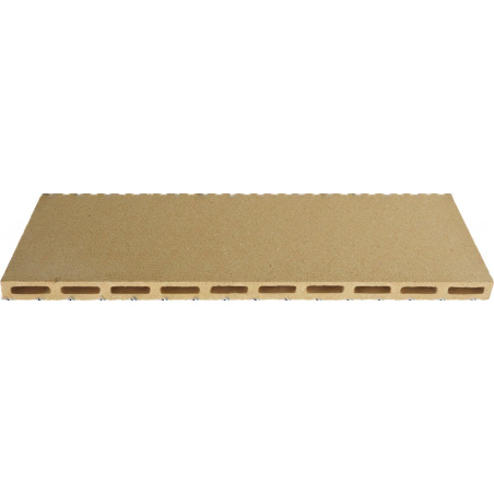 Béžová šamotová deska s řadou kulatých perforací podél jednoho okraje, rozměr 696x348 mm