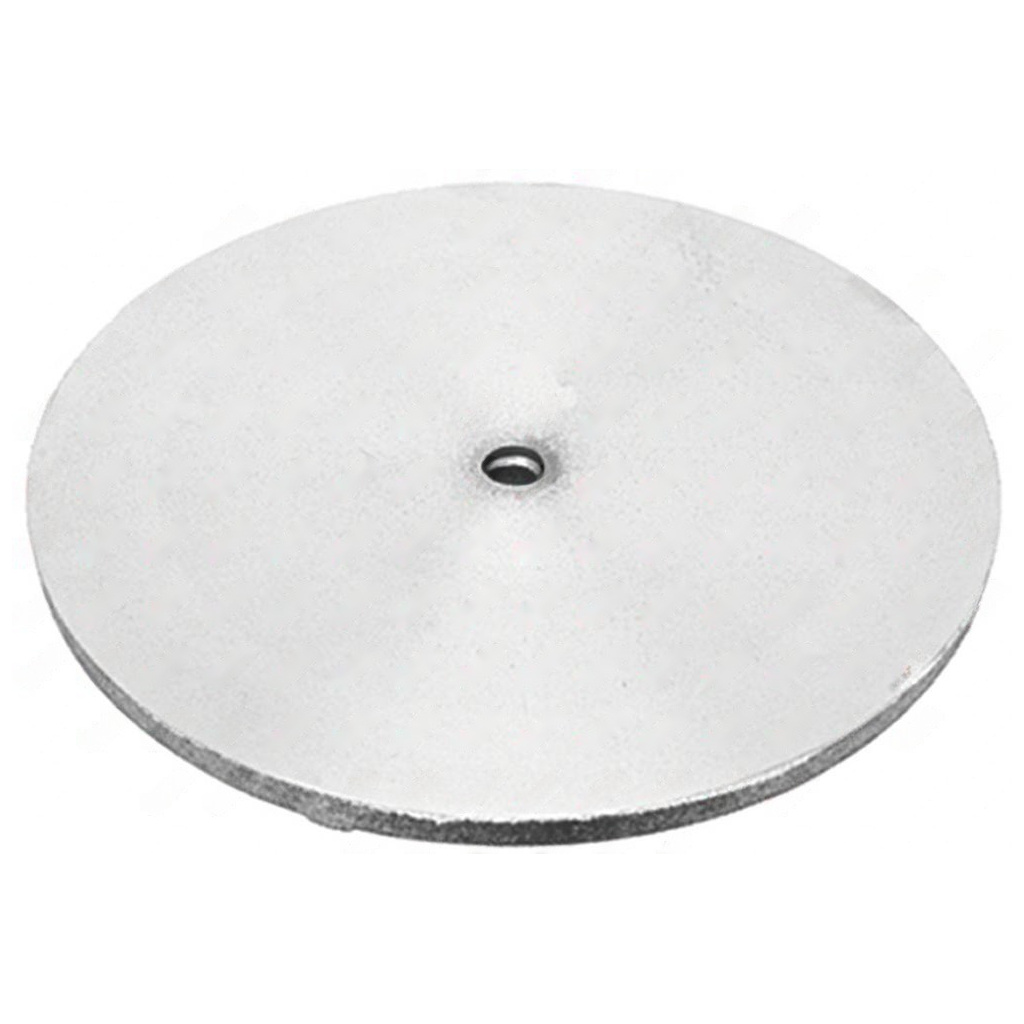 Kulatý kovový disk varné plochy se štěrbinami a středovým otvorem k upevnění, průměr 225 mm