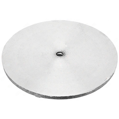 Kulatý kovový disk varné plochy se štěrbinami a středovým otvorem k upevnění, průměr 225 mm