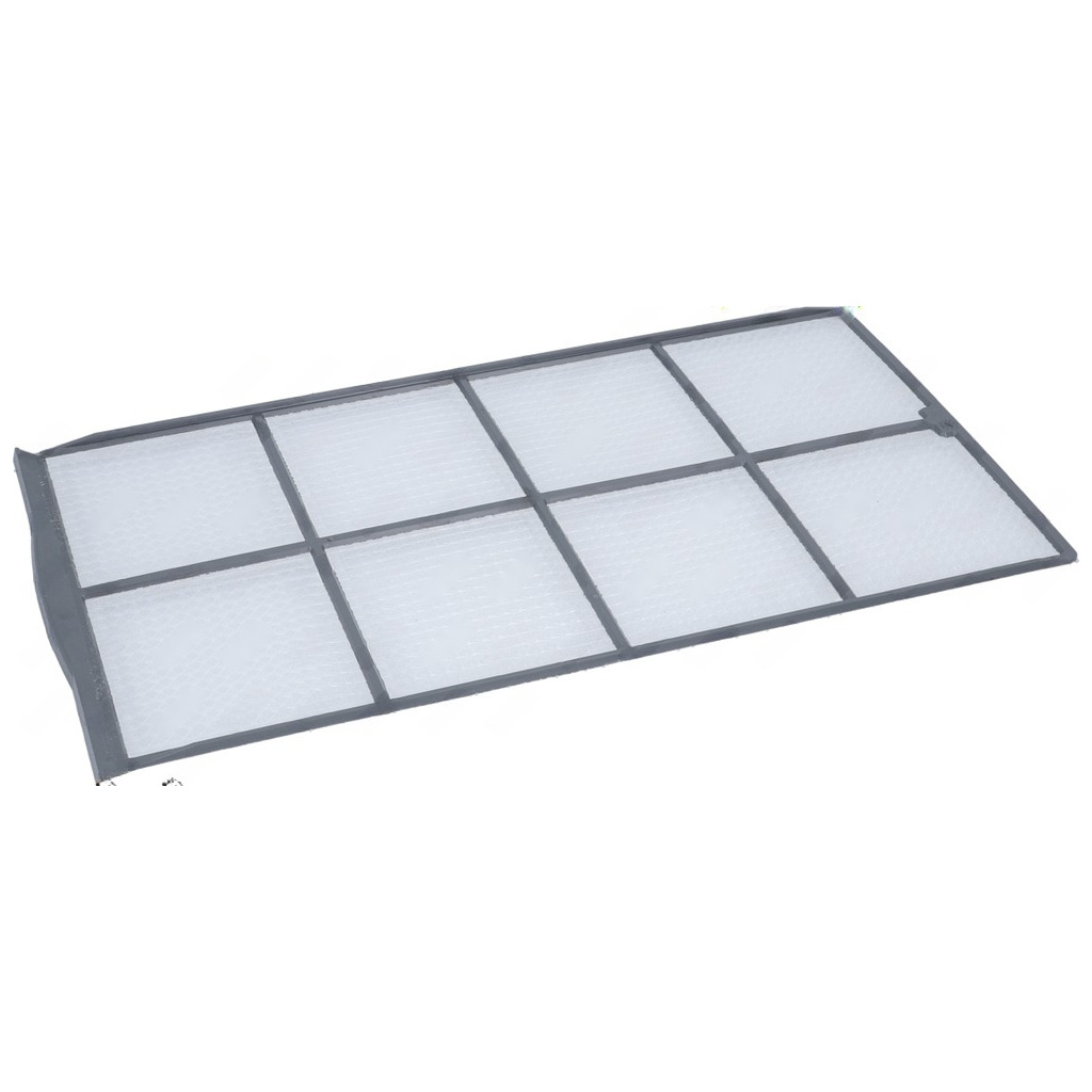 Vzduchový filtr 445x243 mm, kovový rám rozdělený na osm čtvercových polí s bílou filtrační vložkou. Vzduchový filtr 445x243 mm, kovový rám rozdělený na osm čtvercových polí s bílou filtrační vložkou.