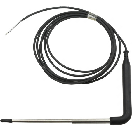 Vpichová sonda 90° TECNODOM, dlouhý stočený kabel s kovovou vpichovou jehlou a ohnutým koncem.