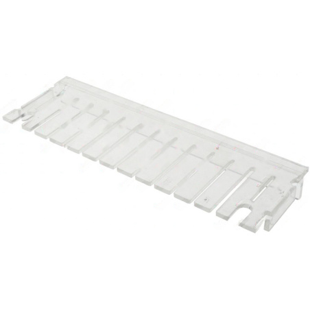 Držák nože pro sterilizátor 348x116x36 mm, bílý plastový hřeben s řadou svislých zářezů pro čepele.