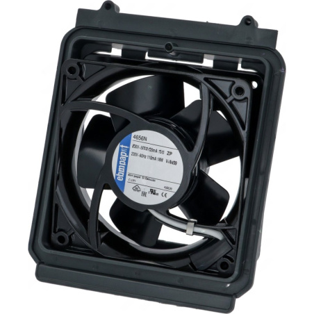 Sada axiálního ventilátoru s černým plastovým rámem, listovým kolem a montážním krytem