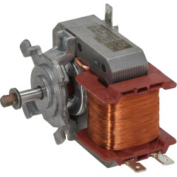 Motor ventilátoru SMEG 795210954, malý elektromotor s měděným vinutím a hřídelí s pojistným kolíkem. Motor ventilátoru SMEG 795210954, malý elektromotor s měděným vinutím a hřídelí s pojistným kolíkem.